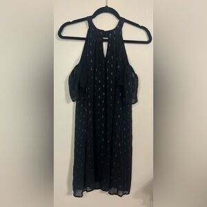 Lily Rose Women's Black Cold Shoulder Dress Metallic Accents Size Medium